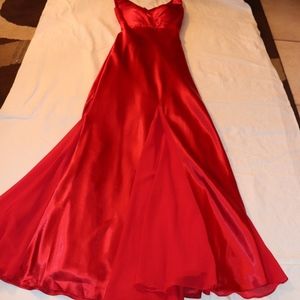 Beautiful Red Satin Ball Gown with Open Back